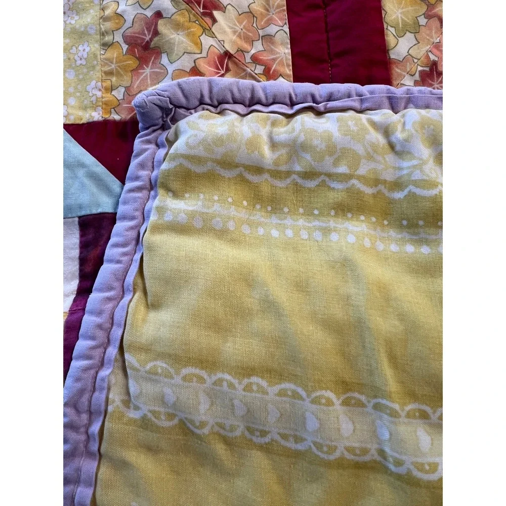 Handmade Patchwork Quilt Crib Kids Small Multicolor Floral Cottagecore Blanket